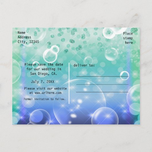 Unter der Sea Tropical Ocean Birthday Party Ankündigungspostkarte (Rückseite)