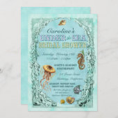 Unter der SeeBrautparty-Einladung - lila Einladung (Vorne/Hinten)