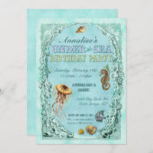 Unter der Seegeburtstags-Party Einladung - lila (Vorne/Hinten)