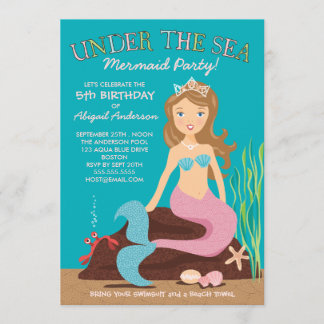 Unter der Seemeerjungfrau-Geburtstags-Party Einladung