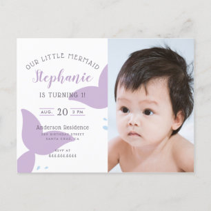 Unter der Seemeerjungfrau-Geburtstags-Party Einladungspostkarte