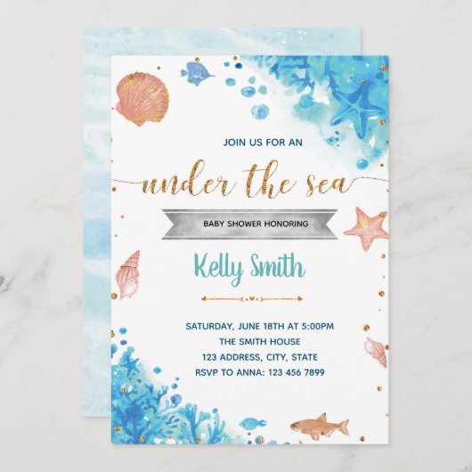 Unter der Seychellendusche Einladung (Vorne/Hinten)