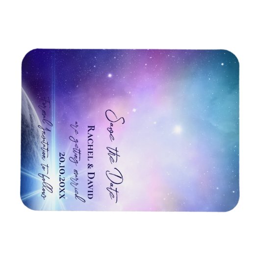 Unter der Sternennacht heiraten Himmel das Datum Magnet (Horizontal)
