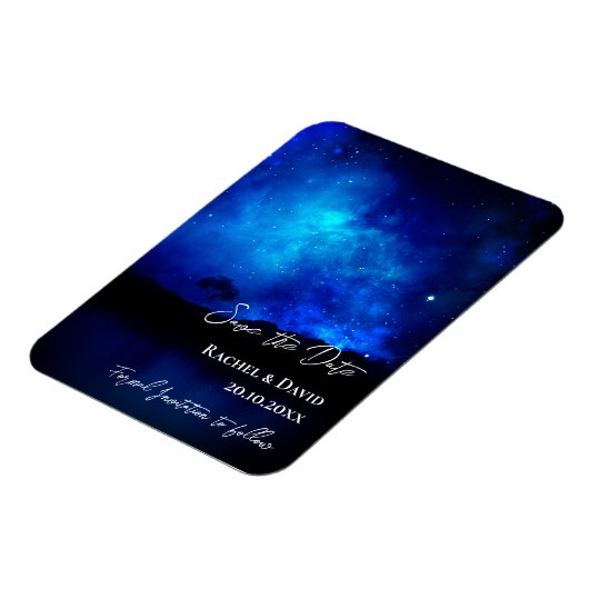 Unter der Sternennacht heiraten Himmel das Datum Magnet (Linke Seite)