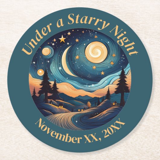 Unter der Sternennacht Runder Pappuntersetzer (Vorderseite)