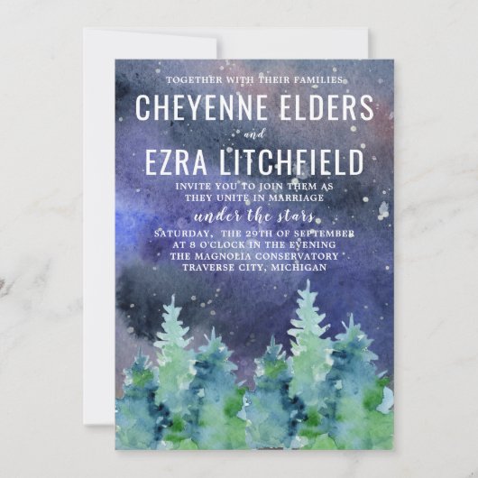 Unter der Sternenweltzeit Hochzeit Einladung (Vorderseite)