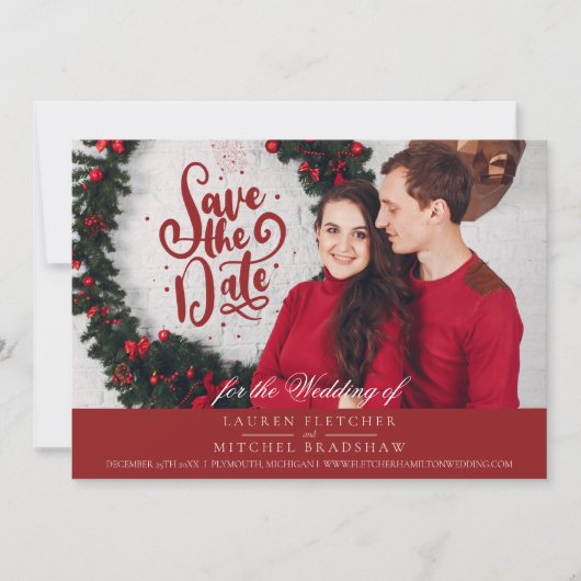 Unter der Weihnachtsfeier von Mistletoe Save The Date (Vorderseite)