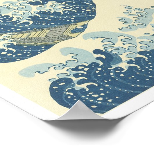 Unter der Welle von Kanagawa, Hokusai, 1830-32 Poster (Ecke)