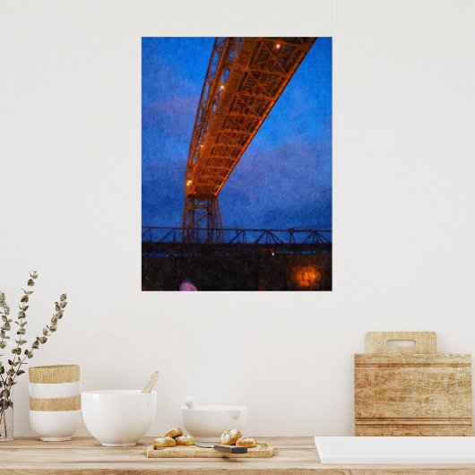 Unter einer erhöhten Aufhängebrücke malen Drucken Poster (Küche)