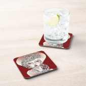 Unter Glas Göttin der roten Ampel Getränkeuntersetzer (Rechte Seite)