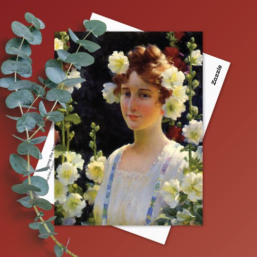Unter Hollyhocks Charles Courtney Curran Postkarte