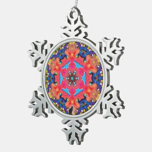 Unter Kaleidoskop Schneeflocken Schneeflocken Zinn-Ornament (Rechts)