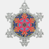 Unter Kaleidoskop Schneeflocken Schneeflocken Zinn-Ornament (Vorderseite)