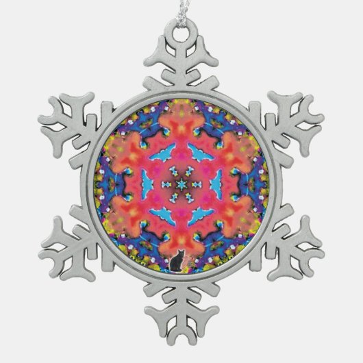 Unter Kaleidoskop Schneeflocken Schneeflocken Zinn-Ornament (Vorderseite)