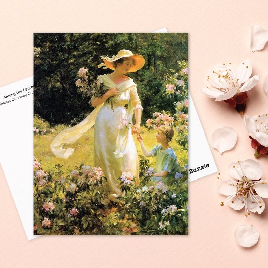 Unter Laurel Blossoms Charles Courtney Curran Postkarte