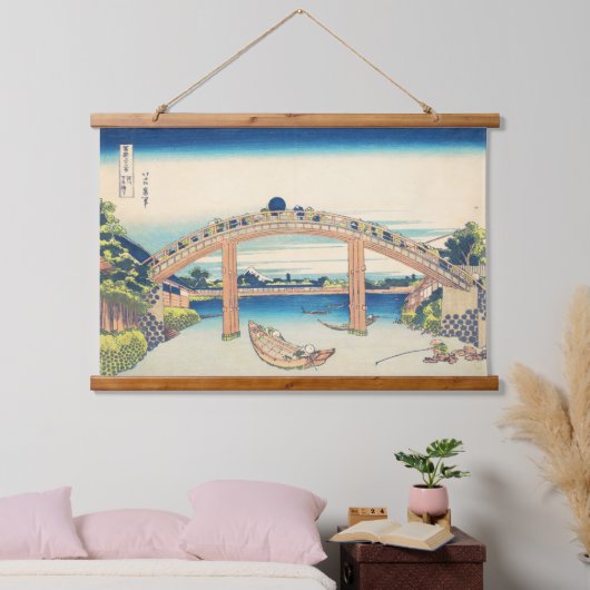 Unter Mannen Bridge Hokusai Ukiyo-e japanische Kun Wandteppich Mit Holzrahmen (Schlafzimmer)