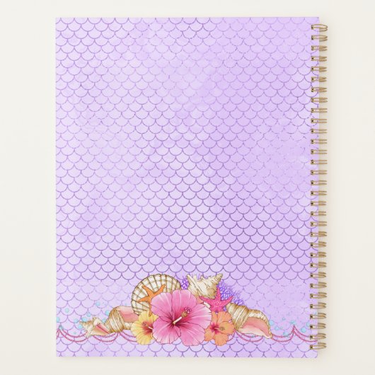 Unter Meer Brünette Meerjungfrau und Muschel Planer (Rückseite)