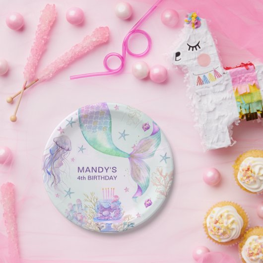 Unter Meer Lila Aquamarine kleine Meerjungfrau Pappteller (Party)