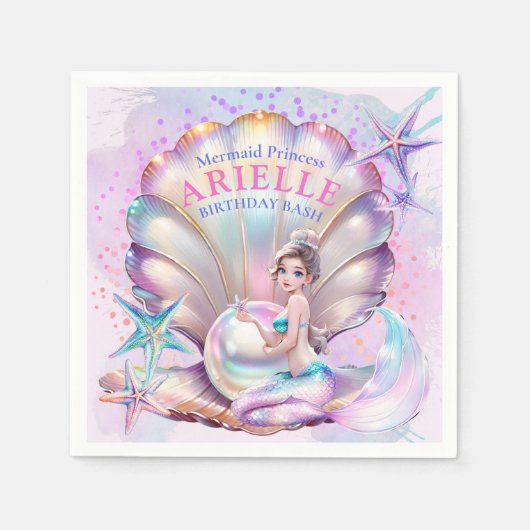 Unter Meer Lila und Aquamarine Meerjungfrau Geburt Serviette (Vorderseite)