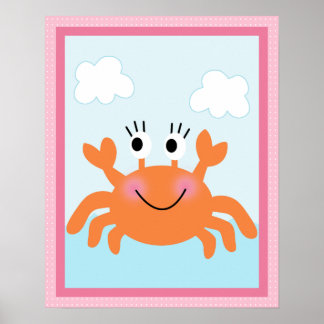 Unter Meer/Mädchen/Krabben/rosa Art Poster