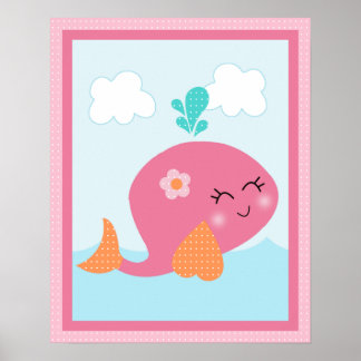 Unter Meer/Mädchen/Wal/Rosa Kunstposter Poster