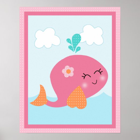 Unter Meer/Mädchen/Wal/Rosa Kunstposter Poster (Vorne)