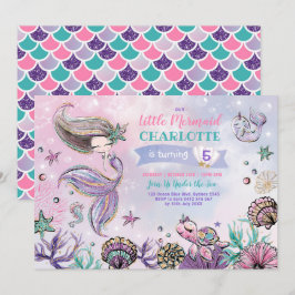 Unter Meer Mermaid Schildkröte Narwhal Geburtstag Einladung