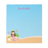 Unter Meer Niedlicher Brünetter Mermaid-Individuel Notizblock (Vorderseite)