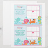 Unter Meer/Rosa Whale "Baby Shower Bingo" Blatt (Vorne/Hinten)