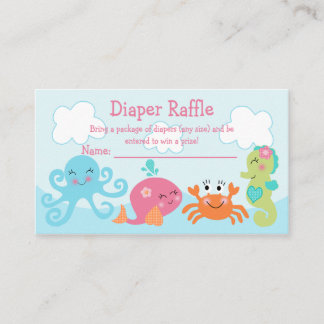 Unter Meer/Rosa Whale Windeln Raffle Tickets Begleitkarte