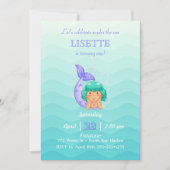 Unter Meer sprudelt die Meerjungfrau kleines Einladung (Vorderseite)