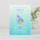 Unter Meer sprudelt die Meerjungfrau kleines Einladung (Stehend Vorderseite)