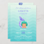 Unter Meer sprudelt die Meerjungfrau kleines Einladung (Vorne/Hinten)