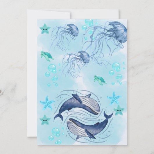 Unter Meeresfreude: Personalisierte Baby Boy Dusch Einladung (Rückseite)