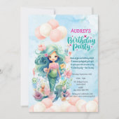 Unter Meeresfrüchten Niedliche Mädchen zum Geburts Einladung (Vorderseite)