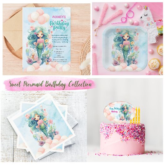 Unter Meeresfrüchten Niedliche Mädchen zum Geburts Einladung