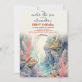 Unter Meereslebewesen 1. Geburtstag Einladung (Vorderseite)