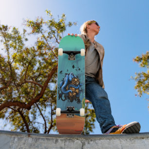 Unter Meeresschatz Jäger Tauchtauchangriff auf den Skateboard