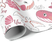 Unter Meeresspiegeln Niedliche Meerestiere drucken Geschenkpapier (Rolleneckpunkt)
