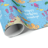 Unter Meerestieren Niedlich 1. Geburtstag Party Geschenkpapier (Rolleneckpunkt)