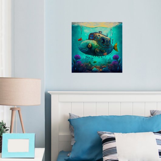 Unter Meerestieren: Steampunken Unterseeboot Foliendrucke (In Situ (Schlafzimmer))