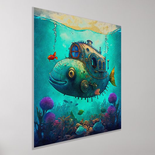 Unter Meerestieren: Steampunken Unterseeboot Foliendrucke (Ablage )