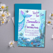 Unter Meerjungfrau blau & lila 8. Geburtstag Einladung