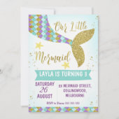 Unter Meerjungfrau Schwanz Geburtstag Einladung (Vorderseite)