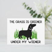 Unter meiner Dackel ist das Gras grüner Dankeskarte (Stehend Vorderseite)