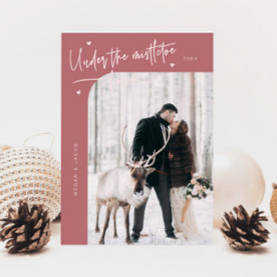 Unter Mistletoe Forever Neu verheiratetes Foto Ros Feiertagskarte