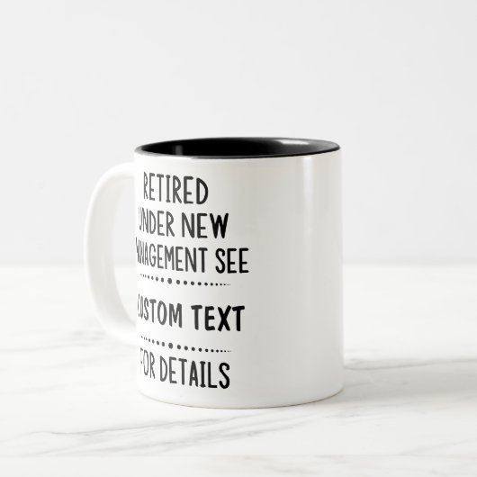 Unter "Neu verwalten" mit benutzerdefiniertem Text Zweifarbige Tasse (Vorderseite Links)