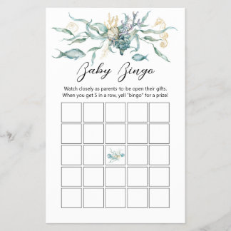 Unter Sea Jellyfish Baby Bingo Card Game Board Flyer