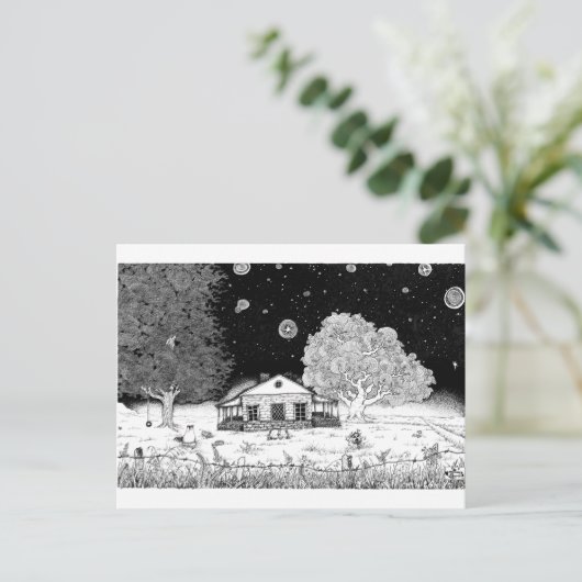 Unter Sternenbild Pen und Tinte Postkarte (Stehend Vorderseite)