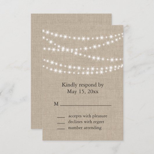 Unter Twinkle Leuchten auf Burlap-UAWG Einladung (Vorne/Hinten)